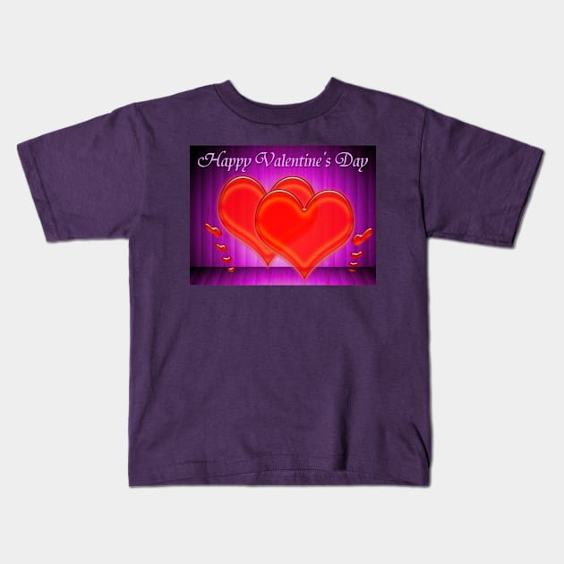 Valentine hearts on purple background Kids T-Shirt by ikshvaku